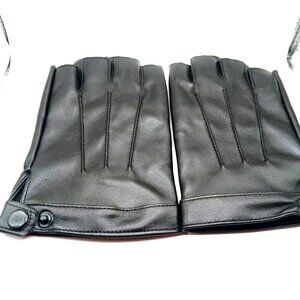 Faux Leather Fingerless Gloves-Black New
